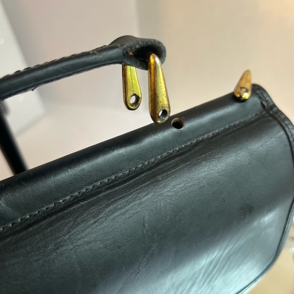 COACH vintage Willis Black Leather Top Handle Crossbody Bag 10.5x10x3.5” - Picture 13 of 16